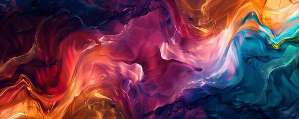 Fototapeta premium Vibrant abstract fluid art painting with bold colors and dynamic swirls