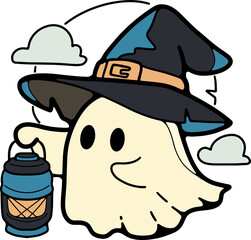 Cute Ghost Halloween slogan retro design t-shirt design.