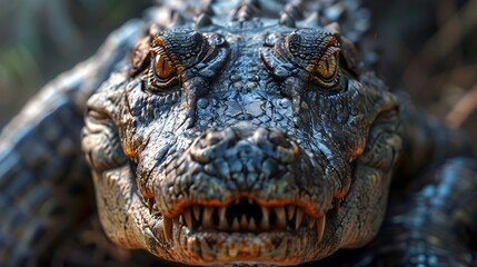 Fototapeta premium Realistic image of a crocodile head close up