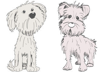 Funny colored dogs in sketch style