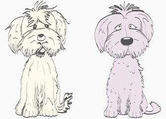 A couple of dogs in sketch style. Color