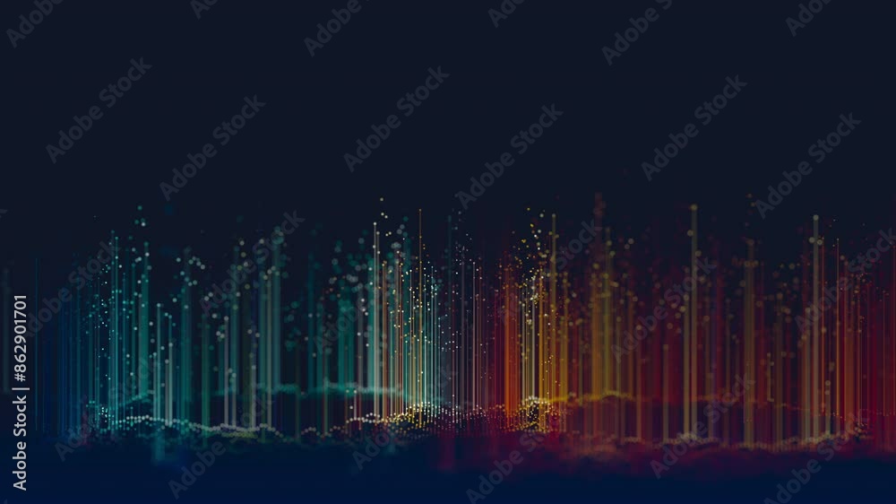 Poster Abstract 3D big data plot visualization. Futuristic infographics aesthetic design animation. Visual information complexity. Intricate data threads plot.