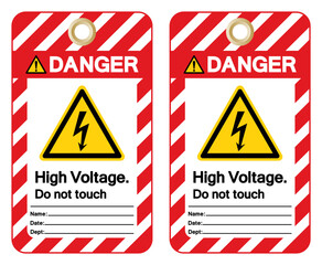 Danger High Voltage Do Not Touch Tag Label Symbol Sign, Vector Illustration, Isolate On White Background. EPS10