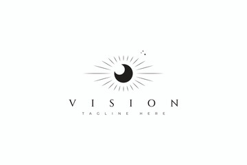 Elegant Minimalist Sun and Moon Vision Logo Design Esoteric