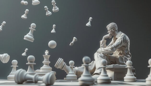 A thinker loses themselves in the complexities of the game, focused on outsmarting their opponent