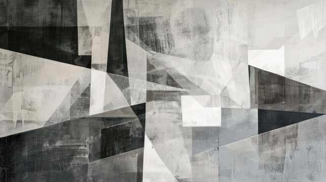 Abstract geometric shapes in shades of grey and white