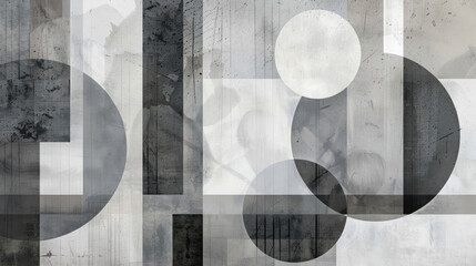 Abstract geometric shapes in shades of grey and white