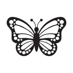 Butterfly insect, black and white wings, organic shapes.Aesthetic, tattoo silhouette, hand drawn stickers. Vector graphic in trendy style. Baby shower design elements. Party invitation, birthday  