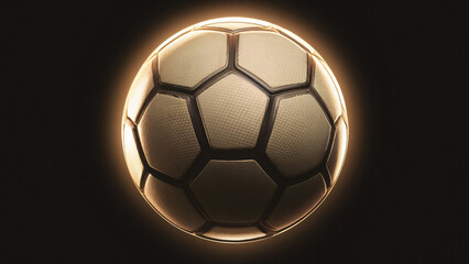 Fototapeta premium neon light golden soccer ball isolated