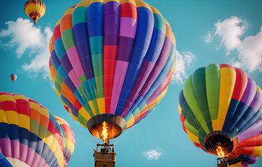 Obraz premium Colorful clouds, light white and light blue hot air balloons, romantic scenes