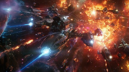 Space Battle with Starships and Lasers