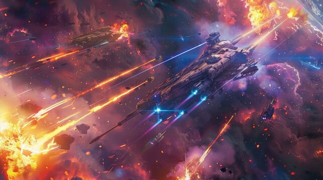 Space Battle with Starships and Lasers