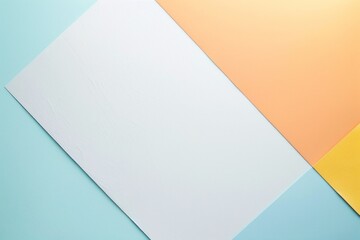 Minimalist plain white blank A4 empty sheet card mockup on retro pastel background
