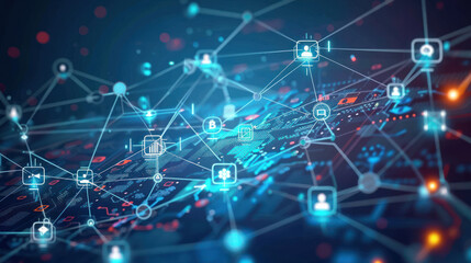 Digital background with cloud computing icons and data streams