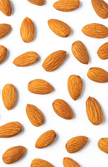 Almond nuts on white background