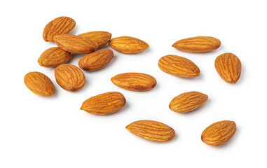 Almond nuts on white background