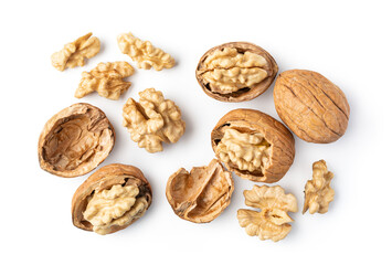 Walnut on white background