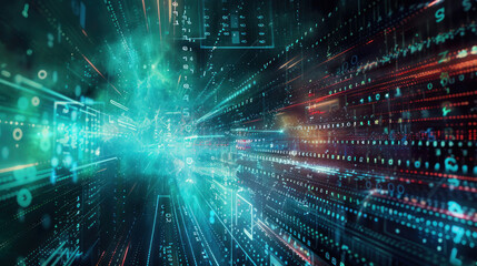 Fototapeta premium Digital background with cloud computing icons and data streams