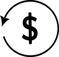 Dollar sign with arrow around icon. Cashback symbol  Replaceable vector design.
