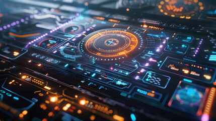 Fototapeta premium Futuristic digital interface with holographic elements