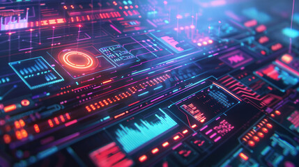 Obraz premium Futuristic digital interface with holographic elements