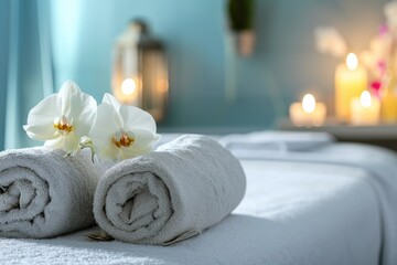 Beauty spa treatment with candles. massage in spa salon. Body care