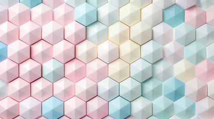 Obraz premium Geometric background with hexagonal patterns in pastel colors