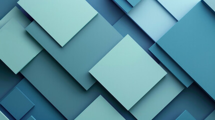 Fototapeta premium Geometric background with overlapping squares in cool tones