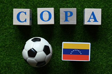 The flag of the Venezuela national team is a participant in America's Cup Soccer. 2024 Copa America.