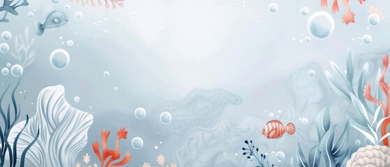 Underwater adventure birthday invite, featuring sea creatures, bubbles, and space for party info