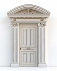 Obraz premium Classic framed white door isolated on white background