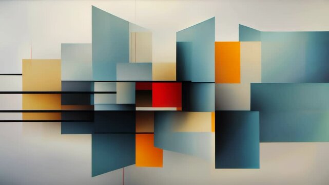 Abstract geometric animated background in bauhaus style palette