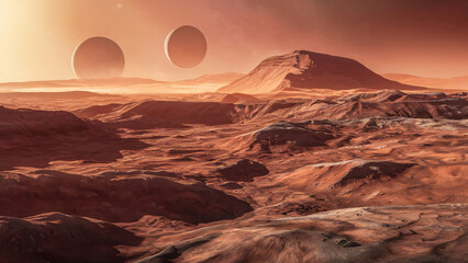 horizon in alien pianet like mars