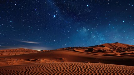 Serene Nights in the Sahara Desert: Starry Skies Over Endless Dunes