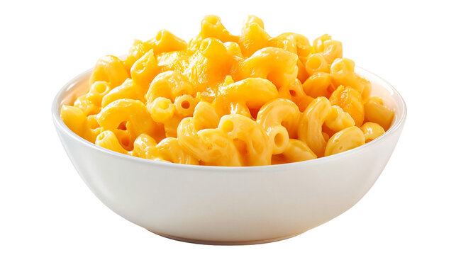 Classic macaroni and cheese bowl on transparent background