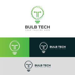 Creative Bulb tech vector logo.