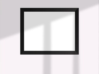 Fototapeta premium Blank mockup frame photo minimal with soft shadows and light overlay as template for design presentation, promotion, portfolios etc.