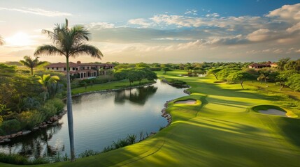 Fototapeta premium Exclusive golf resort with private villas, championship courses, and personalized service