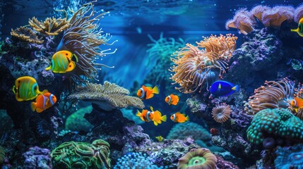 Vibrant Underwater Oasis: Colorful Life of a Coral Reef