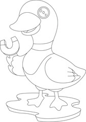 Duck Magnet Animal Vector Graphic Art Illustration