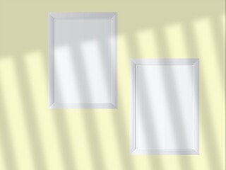 Mockup blank frame minimal with soft shadows and light overlay as template for design presentation, etc.