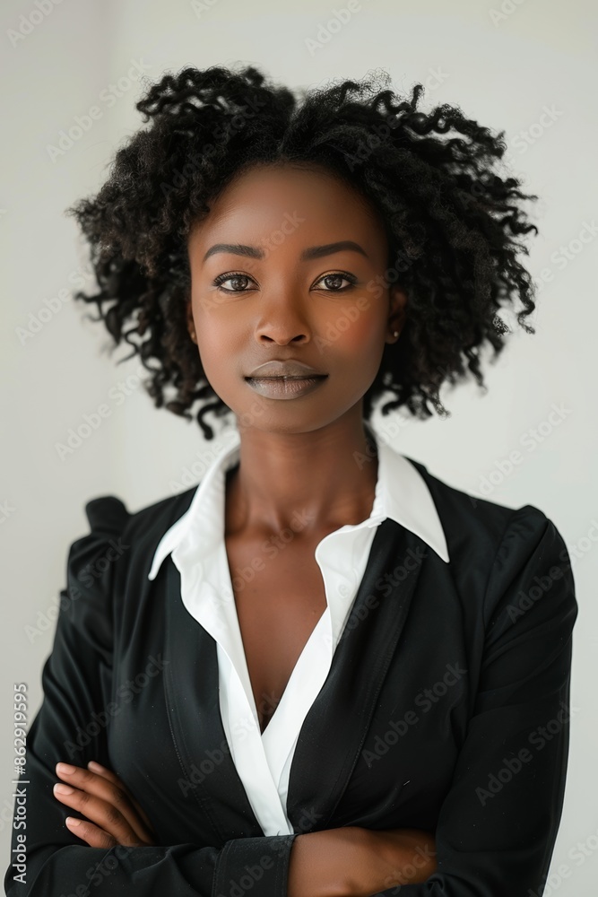 Wall mural  A 30 year old black woman in casual business attire,  white background