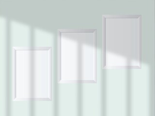 Mockup blank frame minimal with soft shadows and light overlay as template for design presentation, etc.