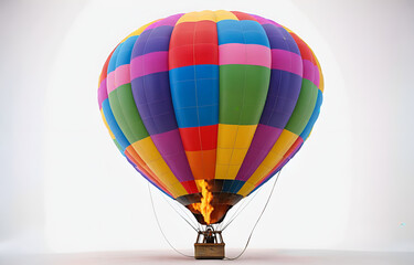 Fototapeta premium a colorful hot air balloon grounded on a ,white background,beauty