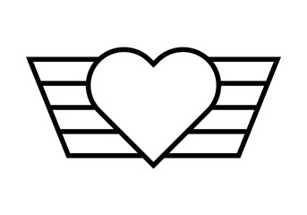 Icono negro de corazón con alas