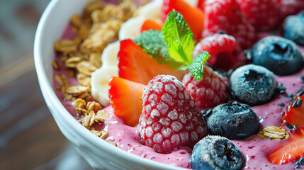 Vibrant smoothie bowl with fresh fruit and granola