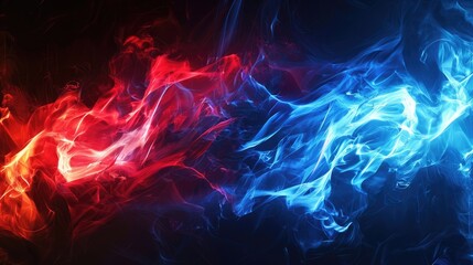 Obraz premium Dynamic blue and red light streaks on a chaotic background for concepts of motion