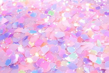 Colorful confetti background. Party popper releasing a burst of colorful confetti and streamers. Birthday themed background, glitter, bokeh, birthday, holiday, celebrate, festive.