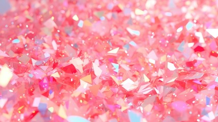 Colorful confetti background. Party popper releasing a burst of colorful confetti and streamers. Birthday themed background, glitter, bokeh, birthday, holiday, celebrate, festive.