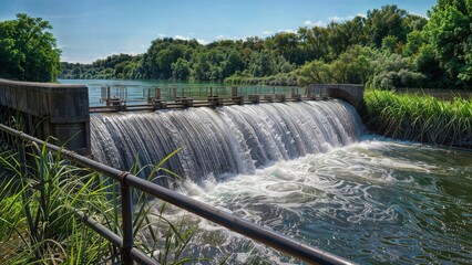 A close-up photo of a clear waterfall cascading over rocks in a lush green park.